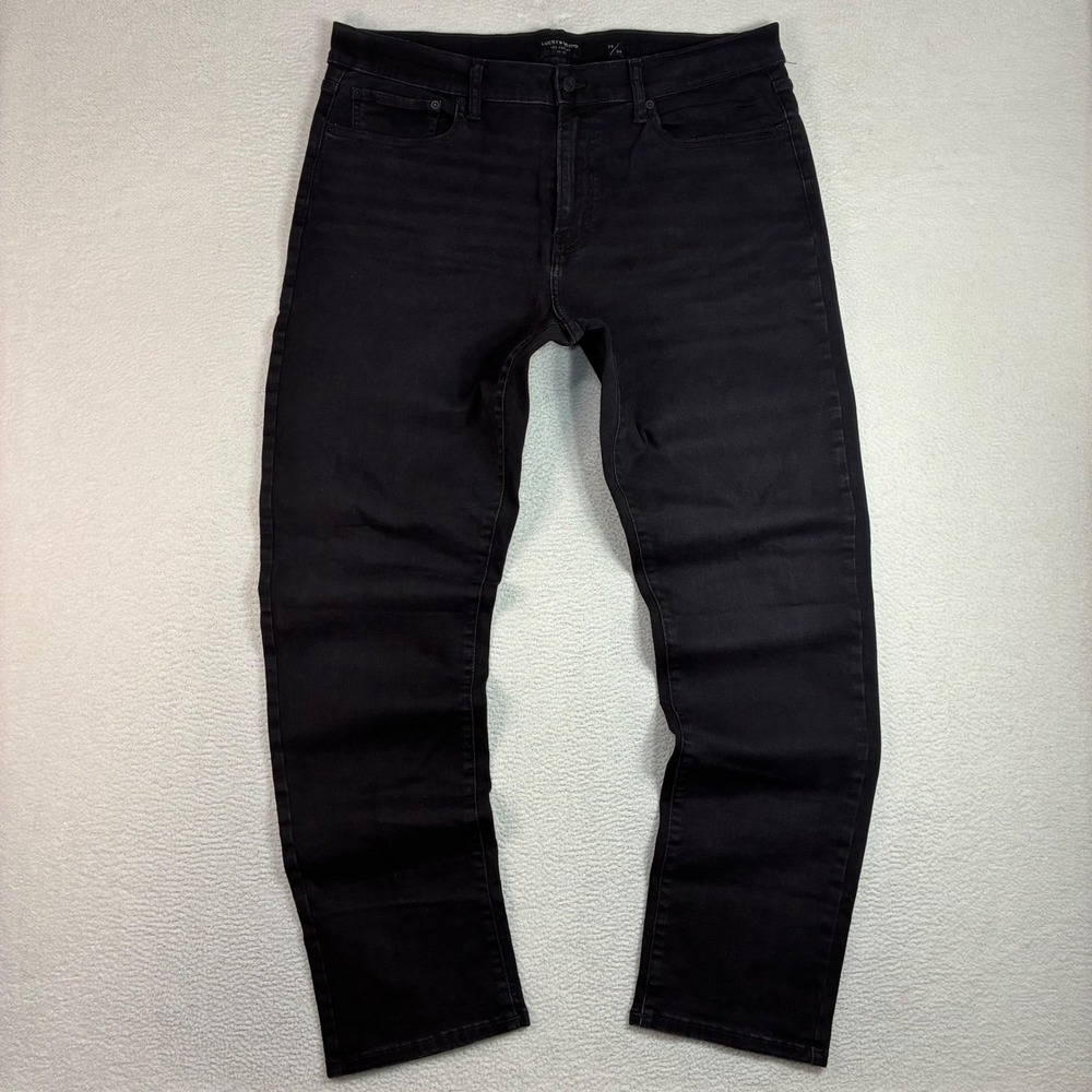 Lucky Brand 410 Athletic Straight Jeans Men 38x34 Black Denim Casual